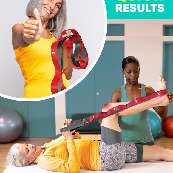 Stretching Strap with Loops - Non Elastic Stretch Band for Physical Therapy, Yog - Picture 7 of 9